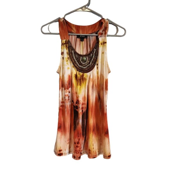 Bwear Tops - EUC B-Wear Beaded Flowy Tanktop